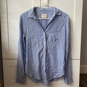 AE Blue & White Striped Soft Lightweight Button Up
